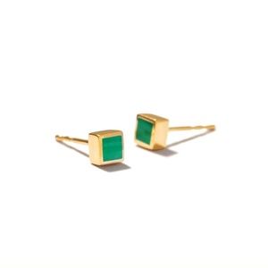 NWT Mejuri 14K Malachite Square Stud Earrings